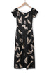 Print Off Shoulder Slit Bodycon Midi Dress